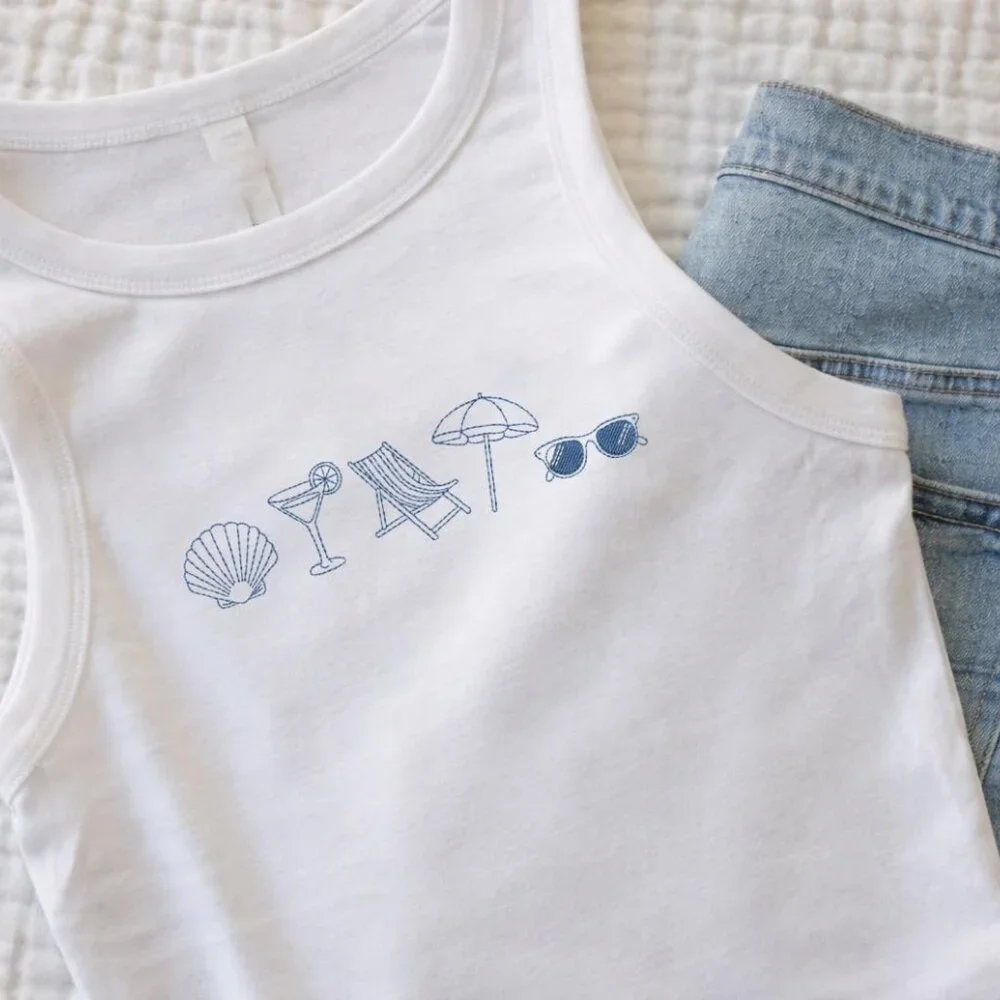 Beach Tank Top – Minimal Summer Icons Tank - Picture 2 of 4